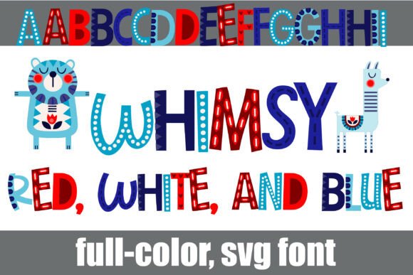 Whimsy Red, White, and Blue Font